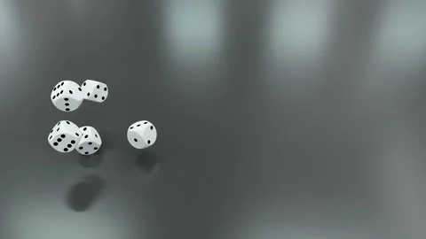 5 dice are rolled on a shiny gray background Video stock 297871802