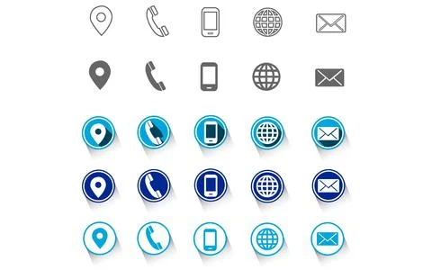 5 different contact information web icon all 25 icons in vector format Stock Illustration