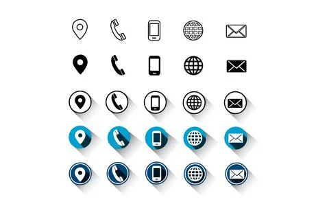 5 different style contact information , all are 25 icons Stock Illustration