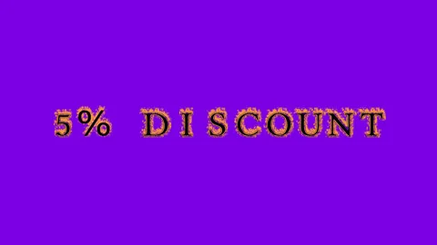 5% discount fire text effect violet background Stock Footage 136314466