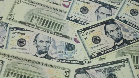 5 dollar banknotes Stock Footage 232984828