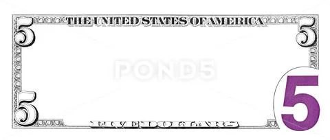 5 dollar bill back side with empty middle area ~ Hi Res #146040413