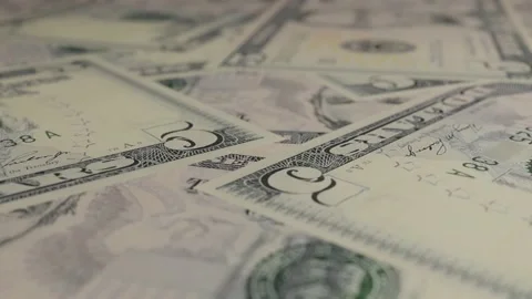 5 dollar bills background. Many banknotes. Finance. Stock Footage 171412496