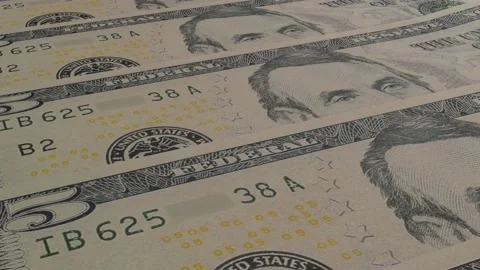 5 dollar bills background. Many banknotes. Finance. Business concept. Stock Footage 172155934