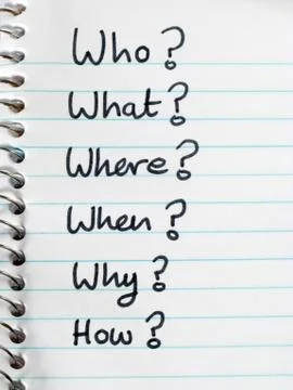 The 5 double-u's and one h, used by journalists. Fotos Stock