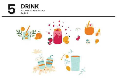 5 Drink Vector Illustrations Stock Illustration