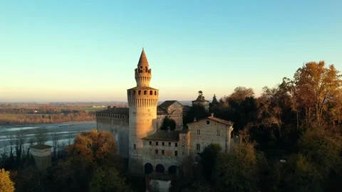 5. Drone view footage of the historic Castello di Rivalta in Piacenza Emili.. Stock Footage 337910043
