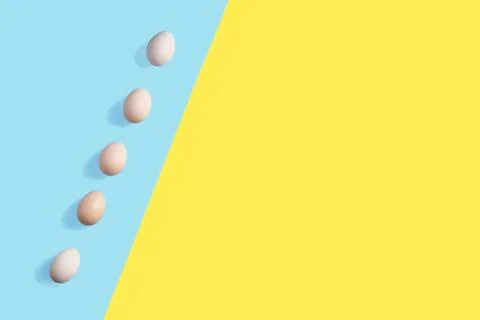 5 eggs on the flat background Stock Photos