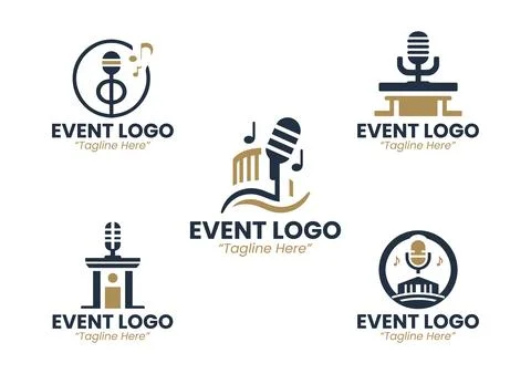 5 Event Logo Set Modern Minimalist Creative Party Design Illustrazione stock