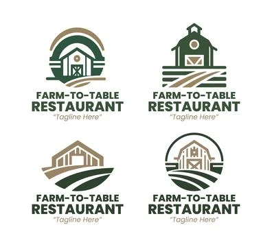 5 Farm to Table Restaurant Logo Set Modern Minimalist Food and Beverage Bra.. Stock Illustration