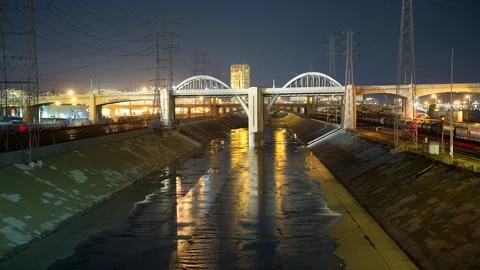 5 Feb 2016 Time lapse of the 6th Street Bridge in L. A., night before demolition Stock Footage 114569721