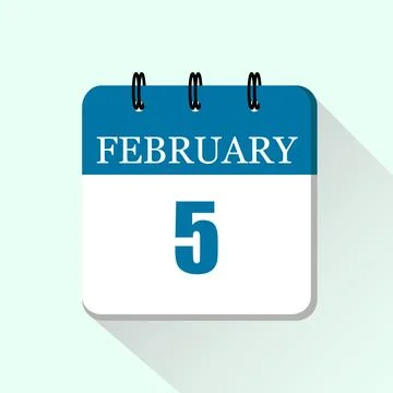 5 February Vector flat daily calendar icon. Date and month. Stock Illustration