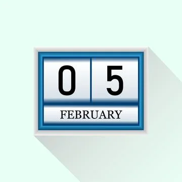 5 February Vector flat daily calendar icon. Date and month. Stock Illustration