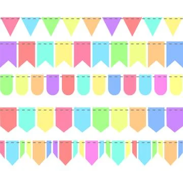 5 Festoons Flags Retro Colour, stock vector illustration Stock Illustration