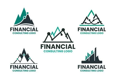 5 Financial Consulting Logo Set Modern Minimalist Business Brand Design Stock Illustration