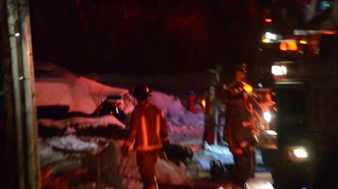 5 Fire Fighters Working At Fire Stock Footage 36631002