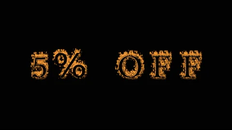 5% Off fire text effect black background Stock Footage 136066379