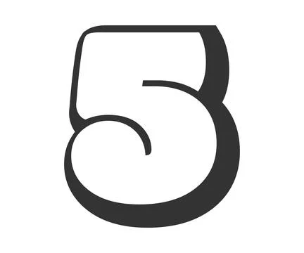 5 five, bubble comic lettering, rounded in graffiti style black and white sil Illustrazione stock