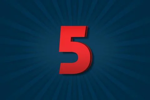 5 five Number count template poster design. letter 3d Stock-Illustration