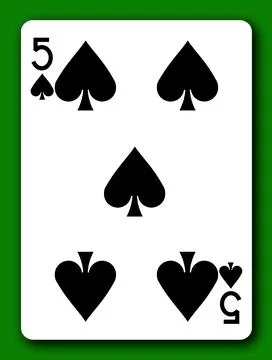 5 Five of Spades playing card with clipping path 3d illustration Stock Illustration