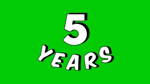 5 five years text animation motion graphics cartoon on green screen Stock Footage 306141393