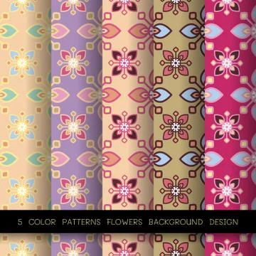 5 floral pattern background seamless pattern design Stock Illustration