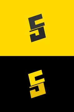 5 font number logo, lightning flash power design. For energy labels, rock mus Stock Illustration