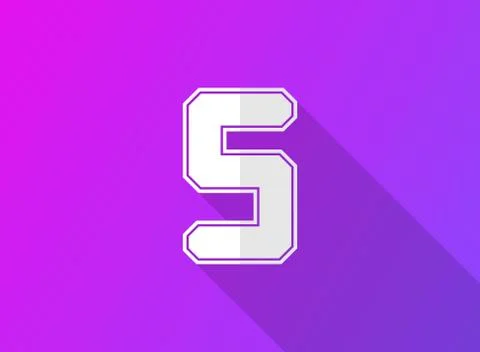 5 font number, modern dynamic design with long shadow on purple gradient back Stock Illustration