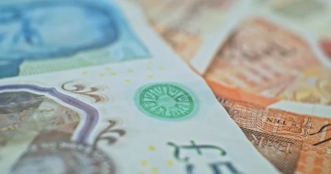 5 GBP close up macro details Video stock 120256260