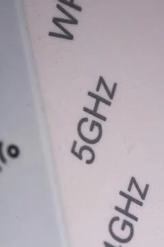 5 GHz phrase on the modem Stock Photos