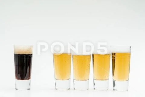 5 glasses of beer symbolize diversity Stock Photos