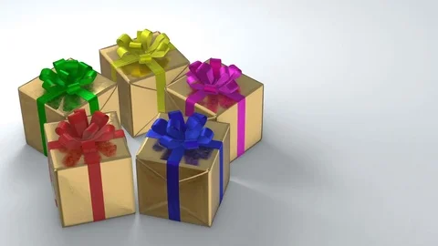 5 golden boxes and alpha Stock Footage 83015574