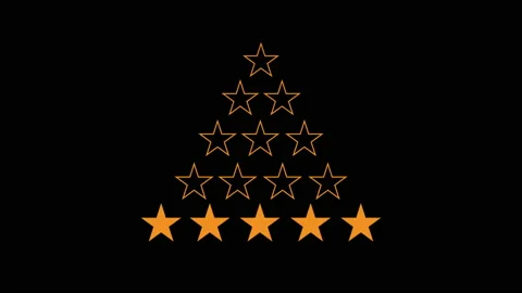 5 golden star elements for review satisfaction and rating achievement, Stock Footage 231454560