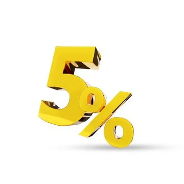 5% Golden symbol , 3D render Stock Illustration
