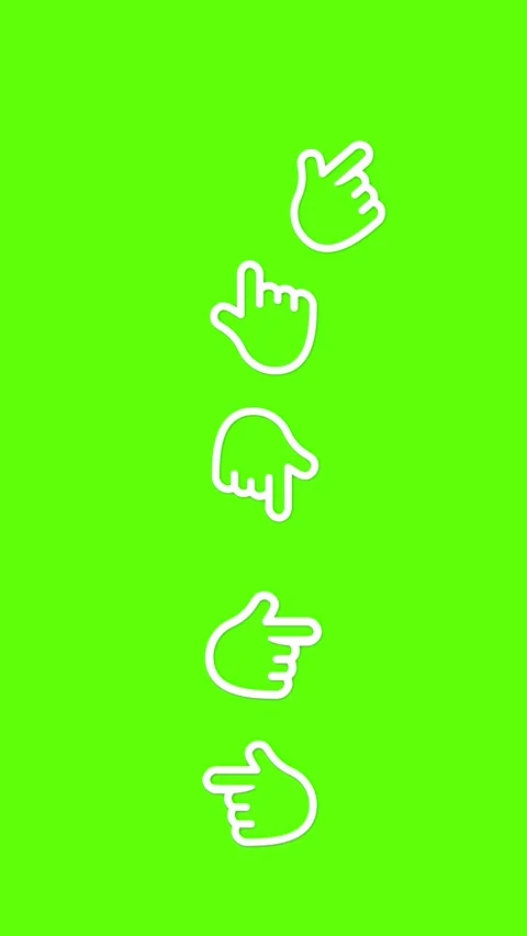 5 Hand Pointer Animations Pack - Green Screen - 4K Vertical Bundle Stock Footage 327638623