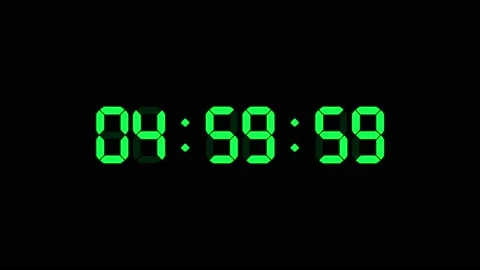 5 hour o'clock digital clock. Seconds count to five. Numerical electronic gre Stock Footage 148146662