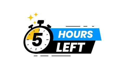 5 hours left label. Countdown timer banner sticker イラスト素材