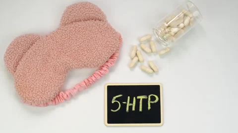 5-HTP sleep supplement capsules. Selective Focus. Stock Footage 306409835
