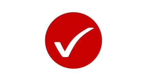 5 image of white check mark animation on red circle Stock Photos