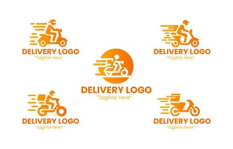 5 Logo Set Fast Modern Courier Branding Design Illustrazione stock