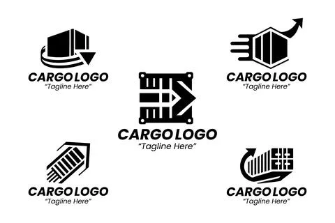 5 Logo Set Logistics and Delivery Service Brand Design Black and White Stock Illustration