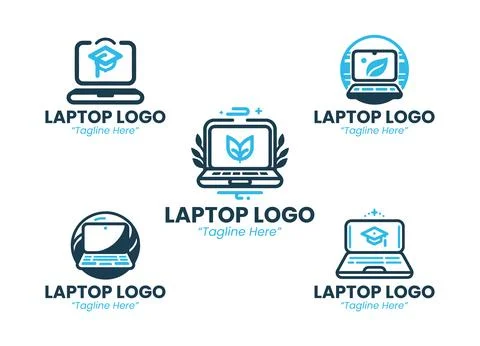 5 Logo Set Modern Digital Technology Design Stock Illustration
