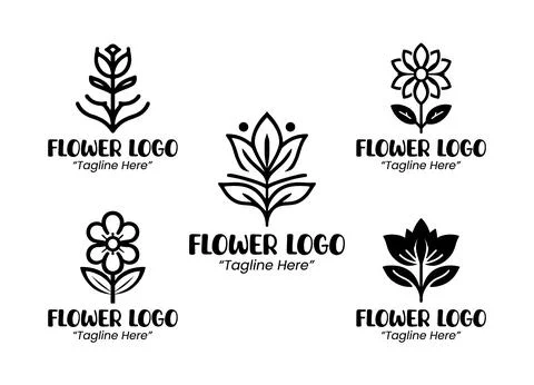 5 Logo Set Modern Elegant Minimalist Design Black and White Stock Illustration