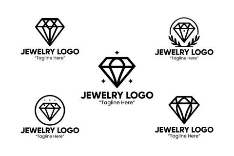 5 Logo Set Modern Elegant Design Black and White Ilustração Stock