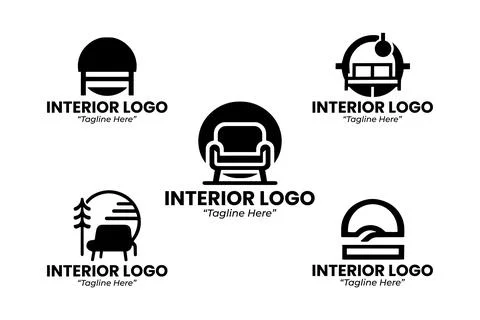 5 Logo Set Modern Stylish Home Design Black and White Ilustração Stock