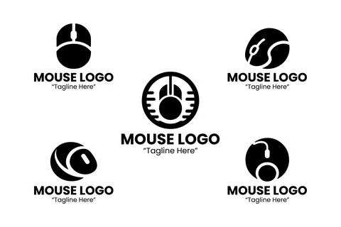 5 Logo Set Modern Tech Animal Design Black and White Illustrazione stock