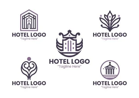 5 Logo Set Professional Elegant Hospitality Design Stock Illustration