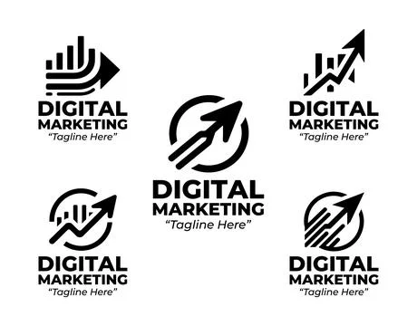 5 Marketing Logo Set Creative Modern Brand Design Black and White Stock Illustration
