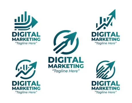 5 Marketing Logo Set Creative Modern Brand Design Stock Illustration
