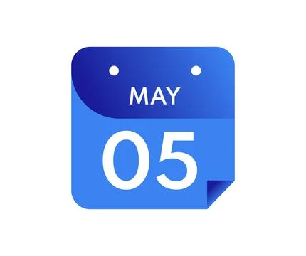 5 May, Single Day in Calendar isolated on white background Stock Illustration